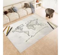 Generico Tappeto Lavabile Mappa Del Mondo, Tappeto Salotto Stile Disegnato A Mano, Corridoio, Cucina Tappeti Orientale, Classico, Leggera Manutenzione Pelo Corto 180X240Cm