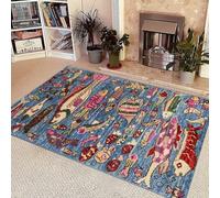 Generico Tappeto Lavabile Per Bambini - Piccolo Tappeto Antiscivolo Con Pesci Colorati Dell'oceano Per Ingresso, Cameretta, Sala Giochi, Bagno,A,200 * 300cm