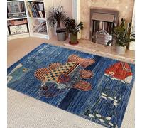 Generico Tappeto Lavabile Per Bambini - Piccolo Tappeto Antiscivolo Con Pesci Colorati Dell'oceano Per Ingresso, Cameretta, Sala Giochi, Bagno,B,160 * 230cm