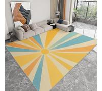 Generico Tappeto lavabile stampato arte digitale 80 x 150 cm, corridore rettangolare retrò sole strisce - tappeto antiscivolo morbido a pelo corto per soggiorno camera da letto o corridoio