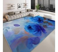 Generico Tappeto lavabile stampato arte digitale 80 x 150 cm, corridore rettangolare sogno foglia blu rosa - tappeto antiscivolo morbido a pelo corto per soggiorno camera da letto o corridoio