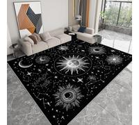 Generico Tappeto Lavabile Tema Celeste 120 x 170 cm per Soggiorno, Tappetino Antiscivolo Resistente Sole Luna Stelle Costellazioni - Tappeto Morbido Stampato per Camera da Letto Cameretta Cucina