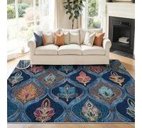 Generico Tappeto Lusso Etnico Va Bene Flor 160 x 230 cm - Antiscivolo Lavabile Tappeti Camera Da Letto, Corto Pile Tappeto per Soggiorno, Sala da Pranzo, Corridoio, Ufficio - Buio