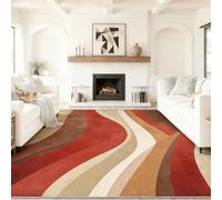 Generico Tappeto Lusso Versatile Bello Onde 60 x 90 cm - Antiscivolo Lavabile Tappeti Camera Da Letto, Corto Pile Tappeto per Soggiorno, Sala da Pranzo, Corridoio, Ufficio - Multicolore