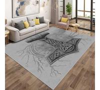 Generico Tappeto Mjolnir Vichingo, Tappeto Camera da Letto Mitologia Celtica Norrena, Tappeti Salotto 60x90, Tappetino Scendiletto Zerbino Piccolo, Morbido Flanella Pelo Corto H-4