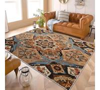 Generico Tappeto moderno in Pelo Corto 80x150 cm Fiori In Stile Democratico Morbido Antiscivolo Lavabile Tappeto Non perde pelo Marrone ideale Soggiorno, Camera, Sala da pranzo