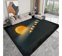 Generico Tappeto Moderno Lavabile 140 x 200 cm Arte Celestiale, Tappeto Antiscivolo Morbido Sistema Solare Stelle Luna per Soggiorno Camera da Letto - Adatto a Bambini e Animali Domestici