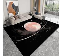 Generico Tappeto Moderno Lavabile Stile Onirico 140 x 200 cm, Tappeto Antiscivolo Morbido Luna Stelle Strisce per Soggiorno Camera da Letto - Adatto a Bambini e Animali Domestici