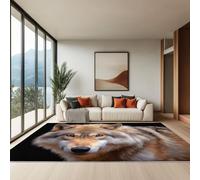 Generico Tappeto Moderno Tappeti per la Casa Terrazza Cortile Veranda Stampato Confortevole Soft Resistente per Soggiorno Camera da Letto, Nero Animali Selvatici Lupi Ritratti, 80 x 150 cm