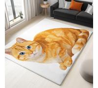 Generico Tappeto Moderno Tappeti per la Casa Terrazza Cortile Veranda Stampato, Confortevole Soft Resistente per Soggiorno Camera da Letto Carino Pastorale Gatto Bianco, 120 x 160 cm