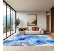 Generico Tappeto Moderno Tappeti per la Casa Terrazza Cortile Veranda Stampato Confortevole Soft Resistente per Soggiorno Camera da Letto, Bianco Carino Acquerello Gloria Mattutina, 100 x 150 cm