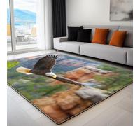 Generico Tappeto Moderno Tappeti per la Casa Terrazza Cortile Veranda Stampato, Confortevole Soft Resistente per Soggiorno Camera da Letto Animali Realistici E Selvaggi Aquile Verde, 120 x 160 cm