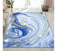 Generico Tappeto,Motivi astratti moderni, acquerello multicolore Art Déco, blu scuro, 120 x 120 cm, Area Rug Low Pile Living Room Bedroom Lounge Floors Indoor/Outdoor Rugs Balconies,
