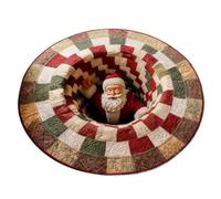 Generico Tappeto Natalizio 3D 100 cm, Tappeti Decorativi per Illusione Ottica 3D, Tappeto Natalizio Trapuntato con Tappetino Rotondo con Cane gnomos Babbo Natale per Soggiorno Camera da Letto
