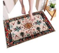 Genérico Tappeto natalizio | Tappeto interno per Natale, tessuto per la casa con albero fiocchi di neve e renna per camera da, residenza studentesca, appartamento divano laterale