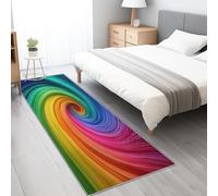 Generico Tappeto Passatoia Arcobaleno Astratto Vortice per Corridoio Antiscivolo 60 x 240 cm, Tappeto Passatoia Morbida per Cucina, Lavabile in Lavatrice, a Pelo Corto, Non Perde Pelo, Colorato