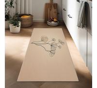 Generico Tappeto Passatoia Corridoio Beige, Tappeto Antiscivolo Stampato Élégant Dessiné À La Main Feuilles Plante - Lavabile per Ingresso Cucina Soggiorno Bagno Lavanderia 60 x 150 cm