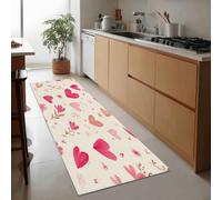 Generico Tappeto Passatoia Corridoio Beige, Tappeto Antiscivolo Stampato Simple Rétro En Forme De Cœur Floral - Lavabile per Ingresso Cucina Soggiorno Bagno Lavanderia 40 x 120 cm