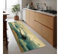 Generico Tappeto Passatoia Corridoio Bleu Clair, Tappeto Antiscivolo Stampato Traditionnel Chinois Animaux Grue - Lavabile per Ingresso Cucina Soggiorno Bagno Lavanderia 60 x 180 cm