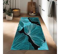 Generico Tappeto Passatoia Corridoio Bleu Marine, Tappeto Antiscivolo Stampato Peint À La Main Plante Floral Élégant - Lavabile per Ingresso Cucina Soggiorno Bagno Lavanderia 60 x 180 cm