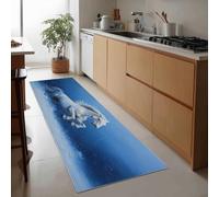 Generico Tappeto Passatoia Corridoio Bleu, Tappeto Antiscivolo Stampato Élégant Animal Cheval Blanc Paysage Enneigé - Lavabile per Ingresso Cucina Soggiorno Bagno Lavanderia 40 x 120 cm