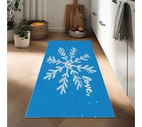 Generico Tappeto Passatoia Corridoio Bleu, Tappeto Antiscivolo Stampato Minimaliste Dessin Animé Flocon Neige Romantique - Lavabile per Ingresso Cucina Soggiorno Bagno Lavanderia 60 x 150 cm
