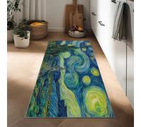 Generico Tappeto Passatoia Corridoio Bleu-Vert, Tappeto Antiscivolo Stampato Élégant Nuage Ciel Étoilé Art - Lavabile per Ingresso Cucina Soggiorno Bagno Lavanderia 50 x 140 cm