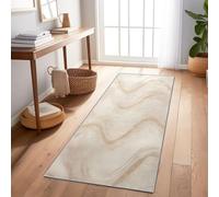 Generico Tappeto passatoia Corridoio con Astratto Dune Di Sabbia, Beige Linee tappeto da cucina Lavabile in Lavatrice antiscivolo, 60 x 150 cm Camera da Letto Scendiletto Cameretta Ufficio soggiorno