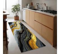 Generico Tappeto Passatoia Corridoio Noir-Or, Tappeto Antiscivolo Stampato Abstrait Marbre Moderne Art - Lavabile per Ingresso Cucina Soggiorno Bagno Lavanderia 50 x 140 cm