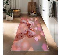 Generico Tappeto Passatoia Corridoio Rose Clair, Tappeto Antiscivolo Stampato Élégant Surréalisme Cœur Nœud - Lavabile per Ingresso Cucina Soggiorno Bagno Lavanderia 60 x 180 cm