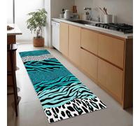 Generico Tappeto Passatoia da Cucina Antiscivolo 50 x 140 cm, Tappeto Lungo Corridoio Blu a Pelo Corto Lavabile Elegante Animale Stampa Leopardata Arte per Camera da Letto Cucina Ingresso