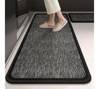 Generico Tappeto passatoia da cucina in tessuto, tappetino antiscivolo spesso 7 mm con retro a spina di pesce, cuscinetto resistente all'acqua facile da pulire(Ink black,45x150cm)