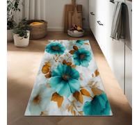 Generico Tappeto Passatoia Lungo 50 x 140 cm, Corridore Antiscivolo per Corridoio Retrò Fiori Foglie Piante - Tappeto Lavabile Lusso Elegante per Cucina Ingresso Bagno Camera Scale