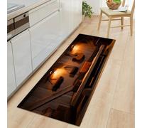 Generico Tappeto Passatoia Lungo 60 x 120 cm, Corridore Antiscivolo per Corridoio Retrò Cowboy Strumenti Musicali - Tappeto Lavabile Stile Country per Cucina Ingresso Bagno Camera Scale
