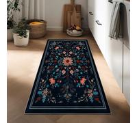 Generico Tappeto Passatoia Lungo 60 x 150 cm, Corridore Antiscivolo per Corridoio Retrò Fiori Piante Uccelli - Tappeto Lavabile Stile Rustico per Cucina Ingresso Bagno Camera Scale