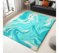 Generico Tappeto Pelo Corto Lavabile Blu Menta 80 x 150 cm - Tappeti per Camera da Letto Cucina Vortici Marmo Astratti Moderno Tappeti - Tappeto Salotto a Morbido Antiscivolo