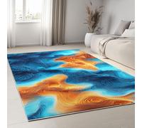 Generico Tappeto Pelo Corto Lavabile Blu Scuro 120 x 170 cm - Tappeti per Camera da Letto Cucina Stile Astratto Trama Della Mappa Topografica Moderno Tappeti - Tappeto Salotto a Morbido Antiscivolo