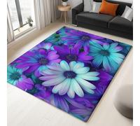 Generico Tappeto Pelo Corto Lavabile Viola 60 X 90 Cm - Tappeti Per Camera Da Letto Cucina Iperrealismo Fiori Piante Moderno Tappeti - Tappeto Salotto A Morbido Antiscivolo