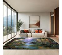 Generico Tappeto per area Tappeti in imitazione cashmere 80 x 150 cm, Multicolore Sogno Fiaba Arcobaleno Foresta Tappeto soggiorno, lavabile in lavatrice decorativi Camera da letto e aree interne