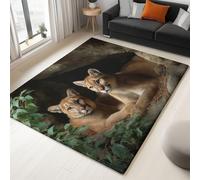 Generico Tappeto per bambini cameretta bambine bambini Marrone Tempi Moderni Fauna Selvatica Foresta Leone Tappeto per camera da letto estetico morbido decorativo, interni ed esterni 80 x 150 cm