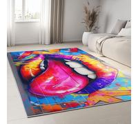 Generico Tappeto per bambini cameretta bambine bambini Multicolore Divertimento Graffiti Murales Cittadini Tappeto per camera da letto estetico morbido decorativo, interni ed esterni 80 x 150 cm