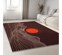 Generico Tappeto per bambini cameretta bambine bambini Rosso Scuro Semplicità Colline Sole Linee Tappeto per camera da letto estetico morbido decorativo, interni ed esterni 140 x 200 cm