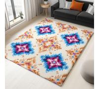 Generico Tappeto per camera da letto Bianco tappeto per soggiorno tappeti morbidi antiscivolo a pelo corto lavabili per bagno sala da pranzo corridoio Numeri Geometria Tribù Gruppi Etnici 60 x 90 cm,