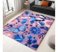 Generico Tappeto per camera da letto Multicolore tappeto per soggiorno tappeti morbidi antiscivolo a pelo corto lavabili per bagno sala da pranzo corridoio Fiori Animali Popolo Farfalle 80 x 150 cm,