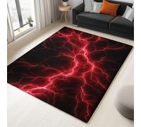 Generico Tappeto per camera da letto Nero E Rosso tappeto per soggiorno tappeti morbidi antiscivolo a pelo corto lavabili per bagno sala da pranzo corridoio Digitale Fantasy Film Fulmine160 x 230 cm,