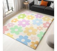 Generico Tappeto per Camera Ragazze e Teenager, Antiscivolo Lavabile, XXL, Margherite Retro Colorate Stile Groovy Anni 70, 160 x 230 cm
