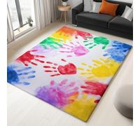Generico Tappeto per la Casa 120 x 170 cm, Tappeto Pelo Basso e Antiscivolo Impronte Di Mani E Piedi Scarabocchiate Tappeti per Camera dei Bambini Sala da Pranzo Arredamento Domestico Arte Astratta