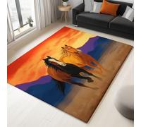 Generico Tappeto per la Casa 120 x 170 cm, Tappeto Pelo Basso e Antiscivolo Tramonto Nella Prateria Cavallo Animale, Tappeti per Camera dei Bambini Sala da Pranzo Arredamento Domestico Stile Cartoon