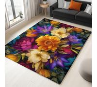 Generico Tappeto per la Casa 140 x 200 cm, Tappeto Pelo Basso e Antiscivolo Mandala Fiori Colorati Tappeti per Camera dei Bambini Sala da Pranzo Arredamento Domestico Surrealismo