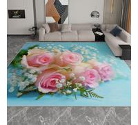 Generico Tappeto per la Casa 180 x 240 cm, Tappeto Pelo Basso e Antiscivolo Multicolore Tappeti per Camera dei Bambini Sala da Pranzo Arredamento Domestico Piante Moderne Rose Gypsophila